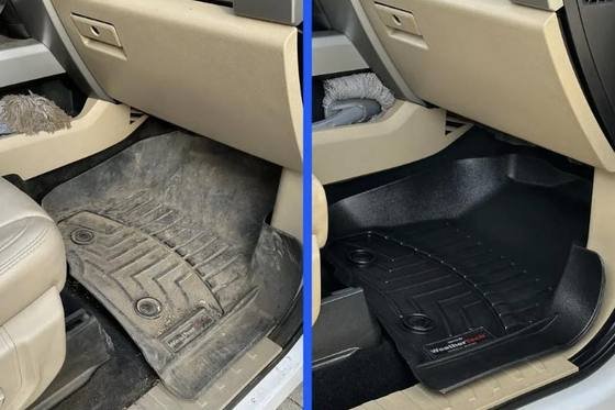 Muddy floor mat cleaned
