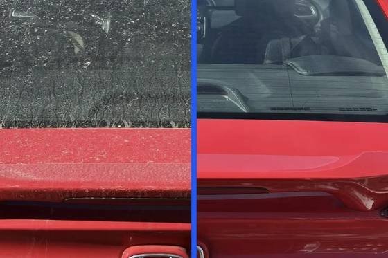 Rear glass and trunk hand washed